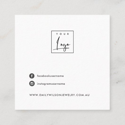 ブルースター水彩画のサークルスタッドイヤリングディスプレイ スクエア名刺 (裏面)