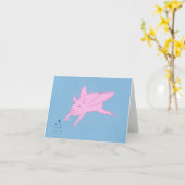 ブルースター飛んでいるノートカードを作るピンクの豚 カード (黄色い花)