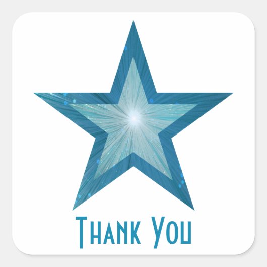 ブルースター「ありがとう」の四角いステッカー白 スクエアシール (正面)