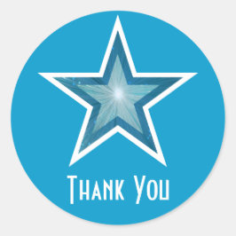 ブルースター「ありがとう」ラウンドのステッカーブルー ラウンドシール