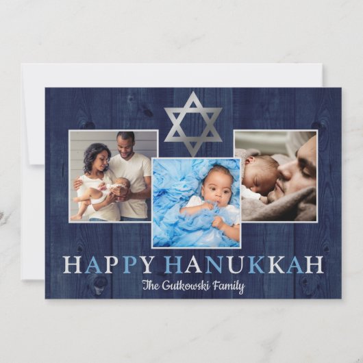 ブルースター・オブ・デイビッド・ハッピー・ハヌカー・フォトコラージュ シーズンカード (正面)