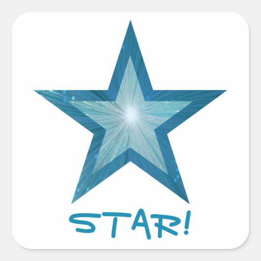 ブルースター「スター!」の四角いステッカー白 スクエアシール (正面)