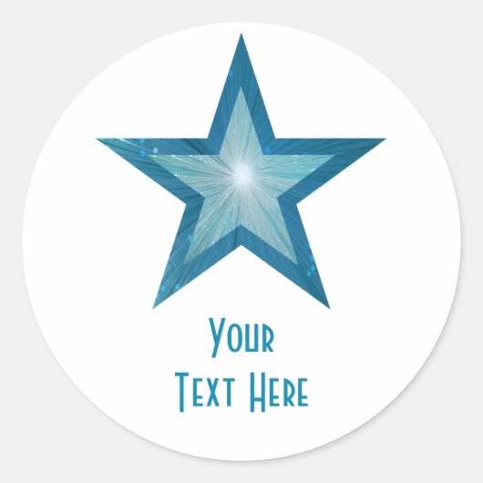 ブルースター「Your Text」の丸いステッカー白 ラウンドシール (正面)