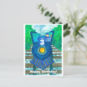 ブルースチームトレインハッピーサード誕生日 ポストカード (スタンド正面)