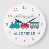 ブルースチームトレイン キッズ 男の子 ぬいぐむ 時計 (正面)