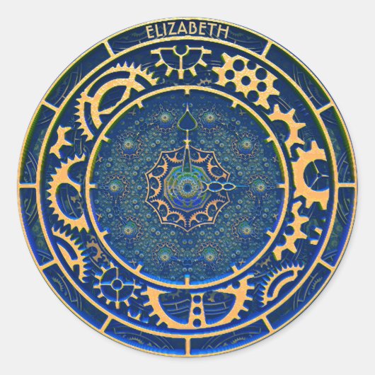 ブルースチームパンクレトロヴィンテージラスティアールデコ時計 ラウンドシール (正面)