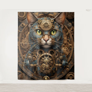 ブルースチームパンク猫AIアートタペストリー タペストリー