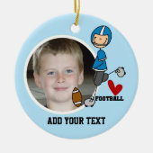 ブルースティックフィギュアサッカー選手キープサケ セラミックオーナメント (正面)