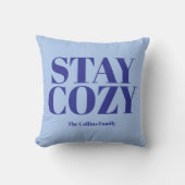 ブルーステイコージーフェスティバルタイポグラフィネームミニマリスト クッション (正面)