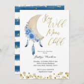 ブルーステイワイルドムーンチャイルドベイビーシャワー 招待状 (正面/裏面)