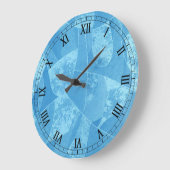 ブルーステイングラスラウンドローマ数字時計 ラージ壁時計 (傾斜)