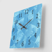 ブルーステイングラス正方形クロック スクエア壁時計 (傾斜)