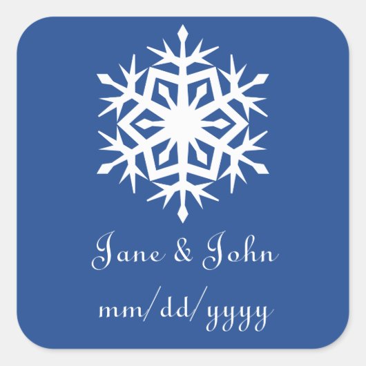 ブルーステッカーの冬の雪 スクエアシール (正面)