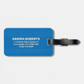 ブルーステッチレザーテクスチャカスタム文字 ラゲッジタグ (裏面横)