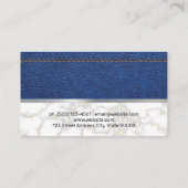 ブルーステッチ革 |ホワイトマーブルメタリックトリム 名刺 (裏面)