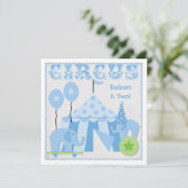 ブルーステップライトアップサーカス誕生日招待状 招待状 (スタンド正面)