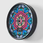 ブルーステンドグラスアールデコヴィンテージカップル 壁時計 (傾斜)