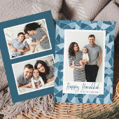 ブルーステンドグラスhappy Hanukkah 3写真 シーズンカード