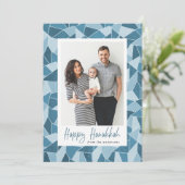 ブルーステンドグラスhappy Hanukkah 3写真 シーズンカード (スタンド正面)