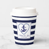 ブルーストライプいかり紙カップ 紙コップ (正面)