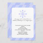 ブルーストライプおむつピン男の赤ちゃんシャワー 招待状 (正面/裏面)