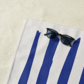 ブルーストライプにピンクのヤシのペア　バチェロレッテパーティー ビーチタオル (インサイチュ)