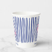 ブルーストライプにピンクのヤシのペア バチェロレッテパーティー 紙コップ (右)
