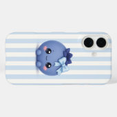 ブルーストライプのキュートかわいいブルーベリーのスマホケース Case-Mate iPhoneケース (裏面 (横))