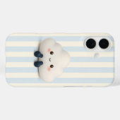 ブルーストライプのキュートかわいい雲のスマホケース Case-Mate iPhoneケース (裏面 (横))