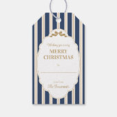 ブルーストライプのクリスマスギフトタグ ギフトタグ (正面)