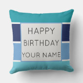 ブルーストライプのハッピーバースデー クッション (裏面)