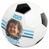 ブルーストライプのフォトキーホルダー（名入れ可） サッカーボール (3/4)