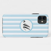 ブルーストライプのホワイトカスタムモノグラムiPhoneケース Case-Mate iPhoneケース (裏面(横))