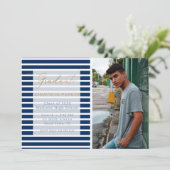 ブルーストライプの写真を追加する卒業式 案内状 (スタンド正面)