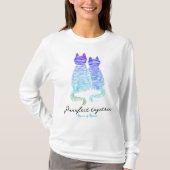 ブルーストライプの恋する猫カップル Tシャツ (正面)