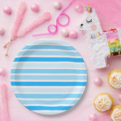 ブルーストライプの紙ラージ紙プレート ペーパープレート (パーティー)