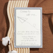 ブルーストライプの紙飛行機誕生日招待状 招待状