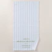 ブルーストライプの花嫁パーティー ビーチタオル (正面)