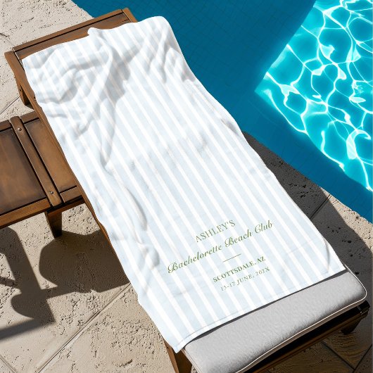 ブルーストライプの花嫁パーティー ビーチタオル