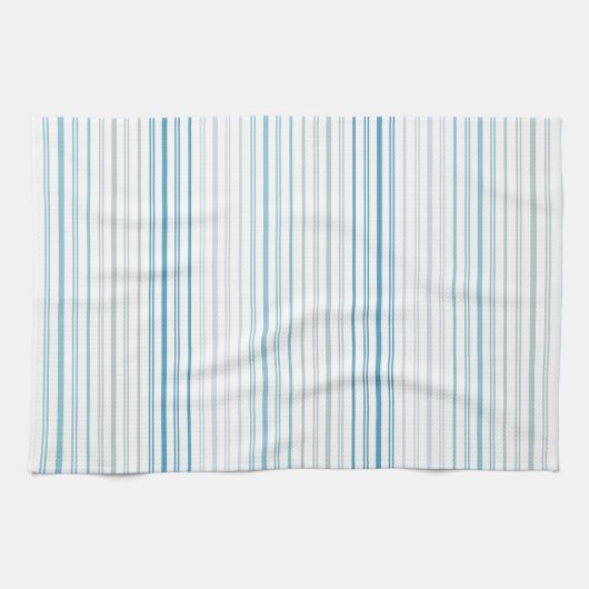 ブルーストライプの&グレーコースタルファームハウススタイル キッチンタオル (横)