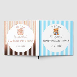 ブルーストライプの"We+can+Barely+wait"ベビーシャワー ゲストブック