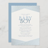ブルーストライプウェルカムベビーシャワー招待状 招待状 (正面/裏面)