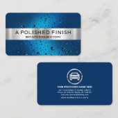 ブルーストライプウォータードロップの詳細にシルバー 名刺 (正面/裏面)