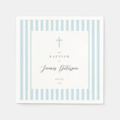 ブルーストライプエレガントバプティスペーパーナプキン スタンダードカクテルナプキン (正面)