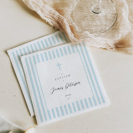 ブルーストライプエレガントバプティスペーパーナプキン スタンダードカクテルナプキン