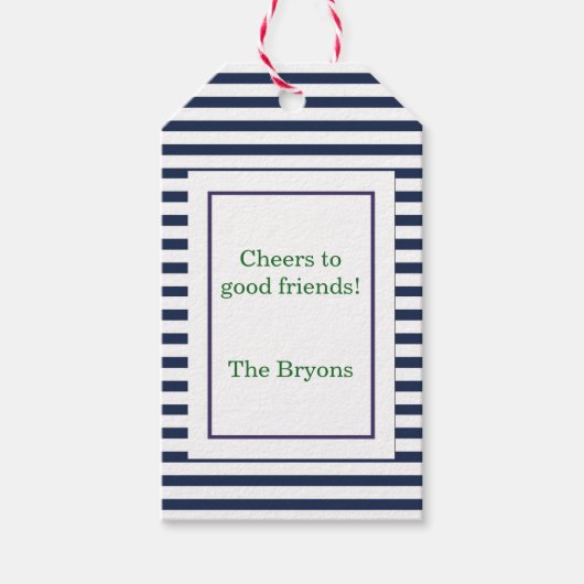 ブルーストライプカスタムラベル ギフトタグ (正面)