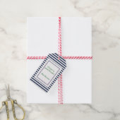 ブルーストライプカスタムラベル ギフトタグ (より糸付き)