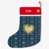 ブルーストライプクリスマスLOVEストッキングby詩人Adiela Akoo スモールクリスマスストッキング (裏面)