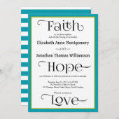 ブルーストライプクリスモダンチャン結婚式招待状 招待状 (正面/裏面)