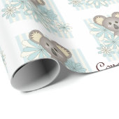 ブルーストライプコアラボーイベビーシャワー/子供の誕生日 ラッピングペーパー (ロールコーナー)